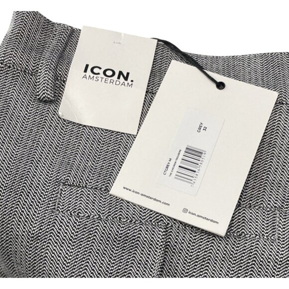 Icon Amsterdam Pants Mens 32 Gray Chevron Trousers Golf Business Casual Preppy - Picture 5 of 6
